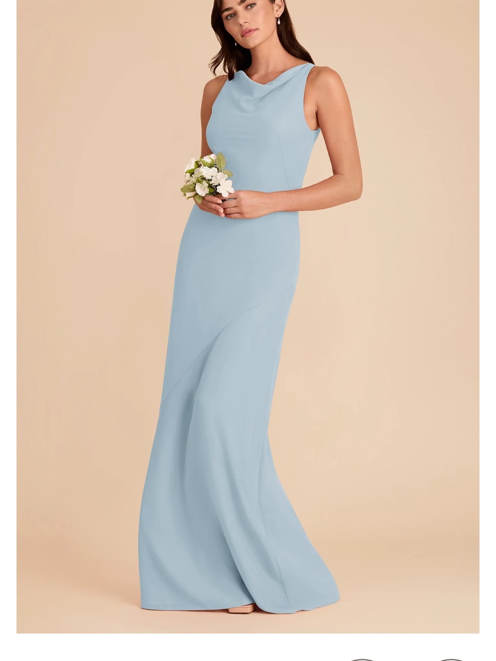 Birdy Grey Light Blue Cowl Neck Maxi Dress